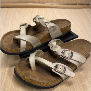 Aerothotic Irenic Beige Strappy Slide Sandals